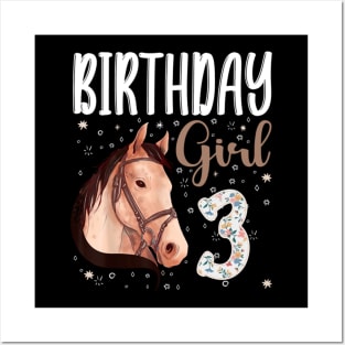 Horse Animal Lovers 3rd Birthday Girl Posters and Art